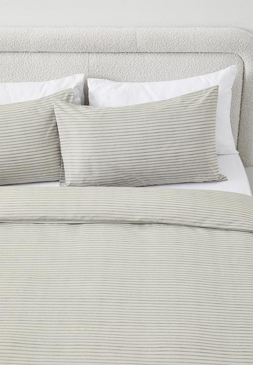 Sixth Floor - Frankie Stripe Cotton Blend Duvet Set - Grey