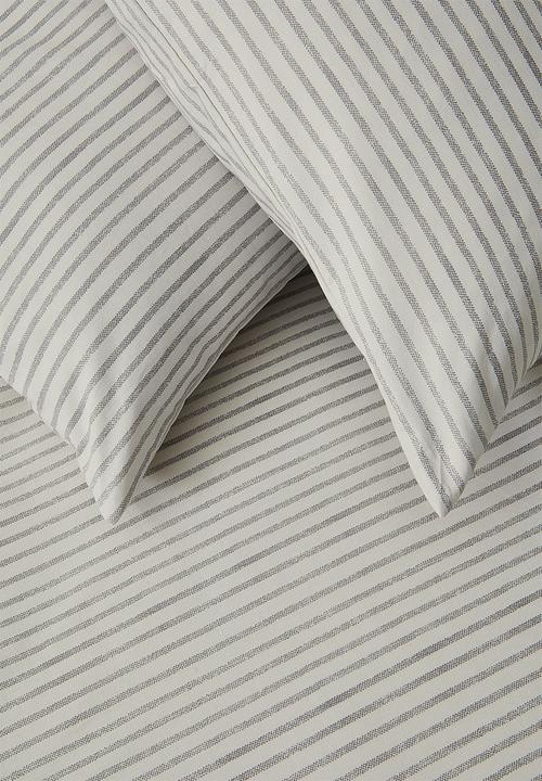 Sixth Floor - Frankie Stripe Cotton Blend Duvet Set - Grey