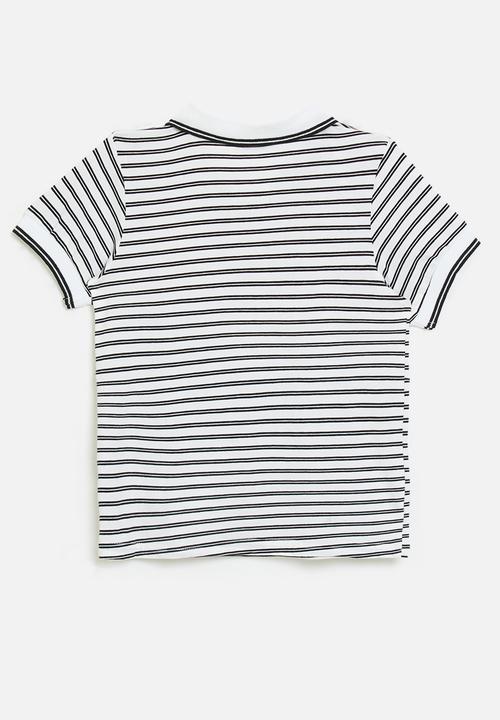 Pop Candy - Striped golf shirt - white & black