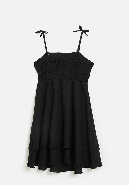 Pop Candy - Shoulder tie strap dress - black