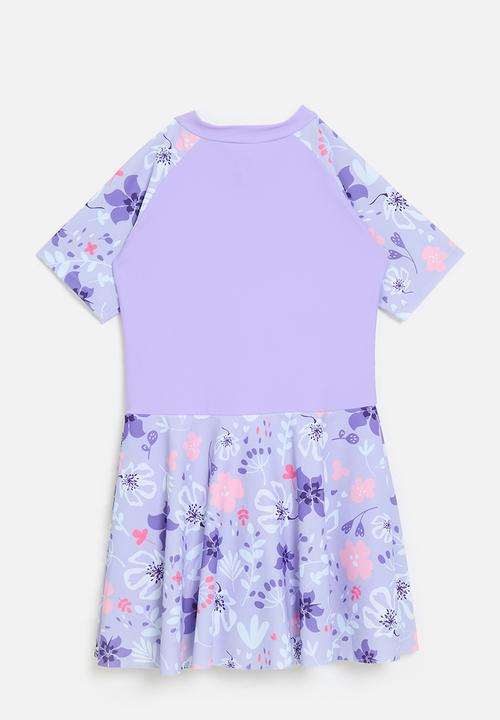 Pop Candy - One piece swimsuit with built-in skirt - lilac/tropical floral