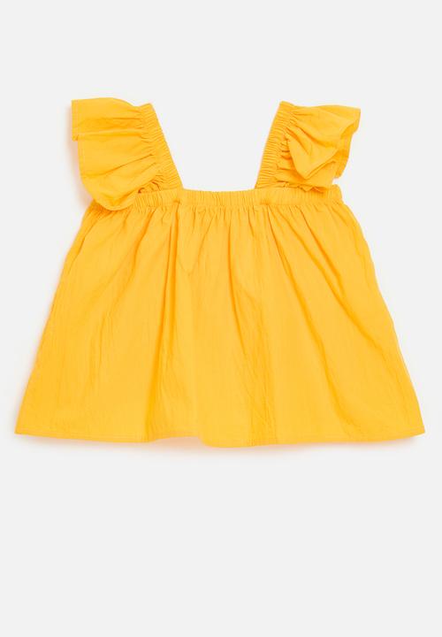 Pop Candy - Frilled sleeve top - yellow