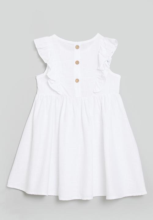 Pop Candy - Sleeveless dress with mock button closure - white