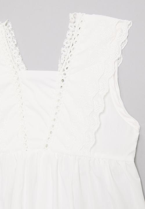 Pop Candy - Broderie anglaise dress with scallop hem - white