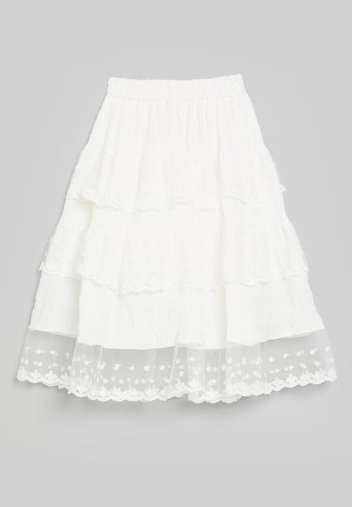 Pop Candy - Tiered maxi skirt - white