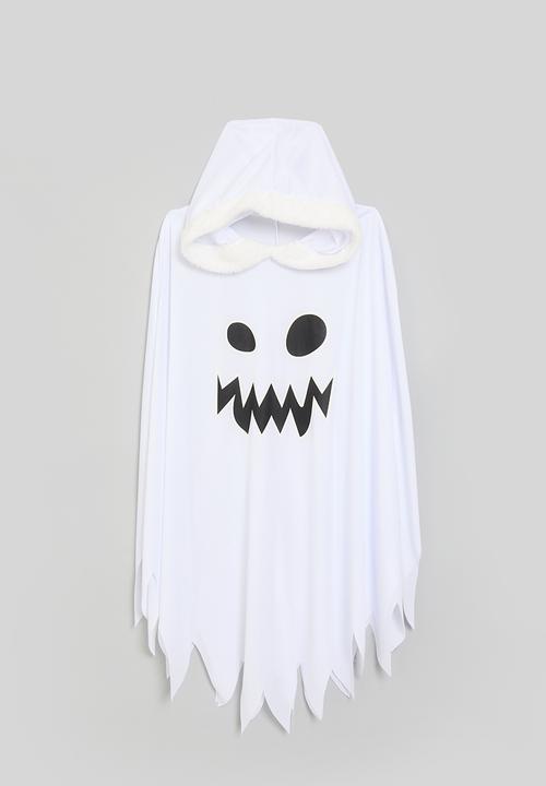 Pop Candy - Novelty hooded cape with ragged hem - white/black