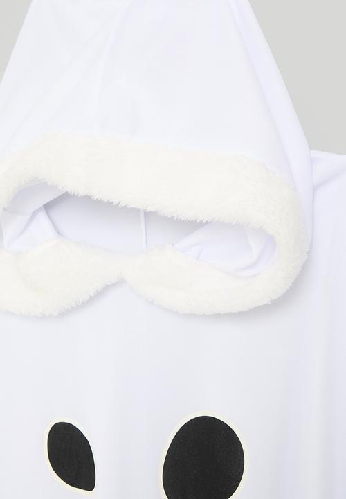 Pop Candy - Novelty hooded cape with ragged hem - white/black