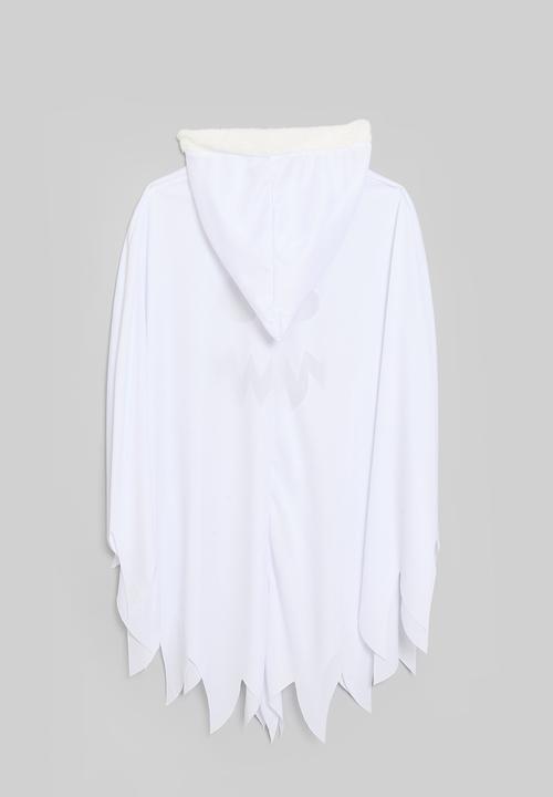 Pop Candy - Novelty hooded cape with ragged hem - white/black