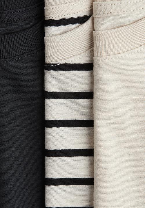H&M - 3 pack t-shirts - beige striped