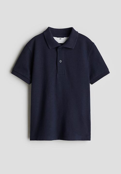 H&M - Cotton piqué polo shirt - navy blue