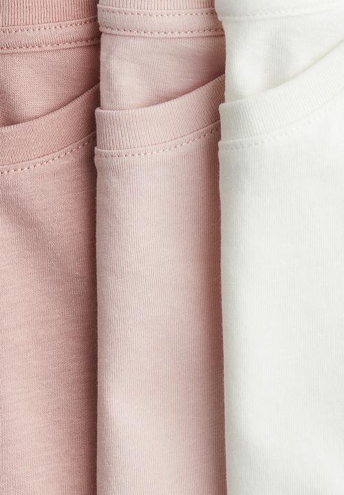 H&M - 3 pack cotton tops - dusty pink & white