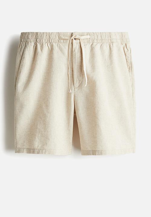 H&M - Regular fit linen-blend shorts - cream