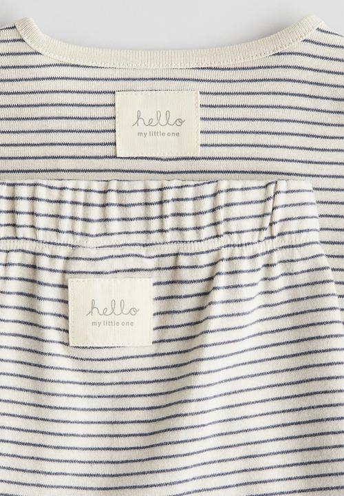 H&M - 2-Piece cotton set - light beige/striped 