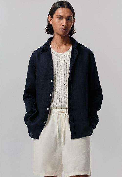 H&M - Relaxed fit linen-blend shorts - white