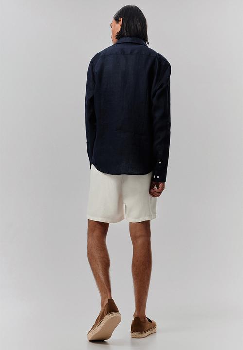 H&M - Relaxed fit linen-blend shorts - white