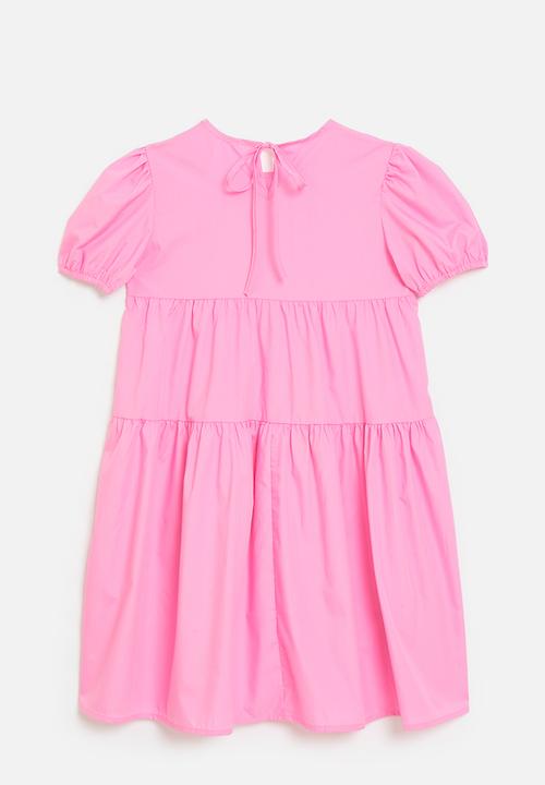 Pop Candy - Puff sleeve smock dress - carnation pink