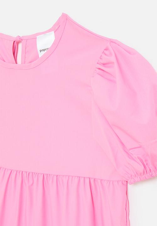 Pop Candy - Puff sleeve smock dress - carnation pink