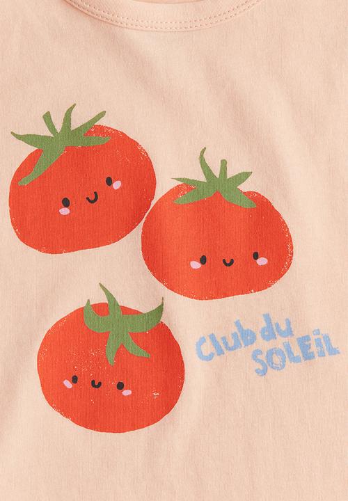 H&M - Printed jersey top - light orange/tomatoes