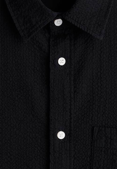 H&M - Loose fit seersucker shirt - navy blue