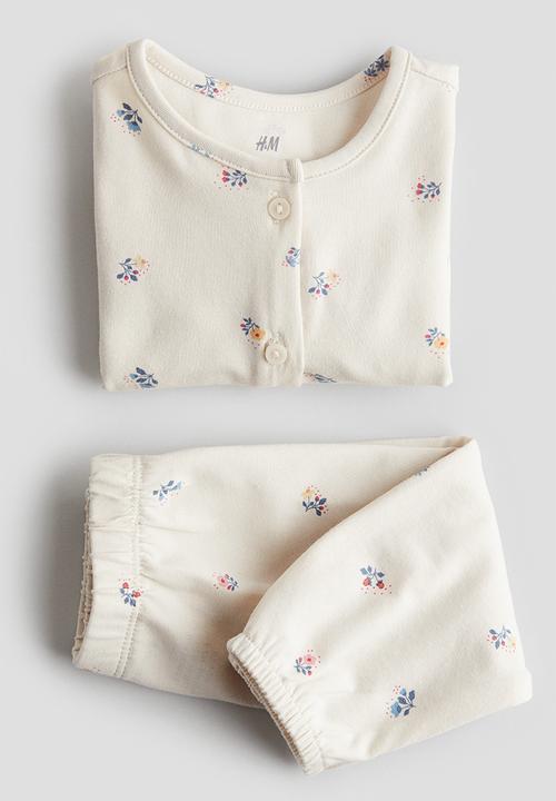 H&M - 2 Piece printed cotton set - light beige/floral