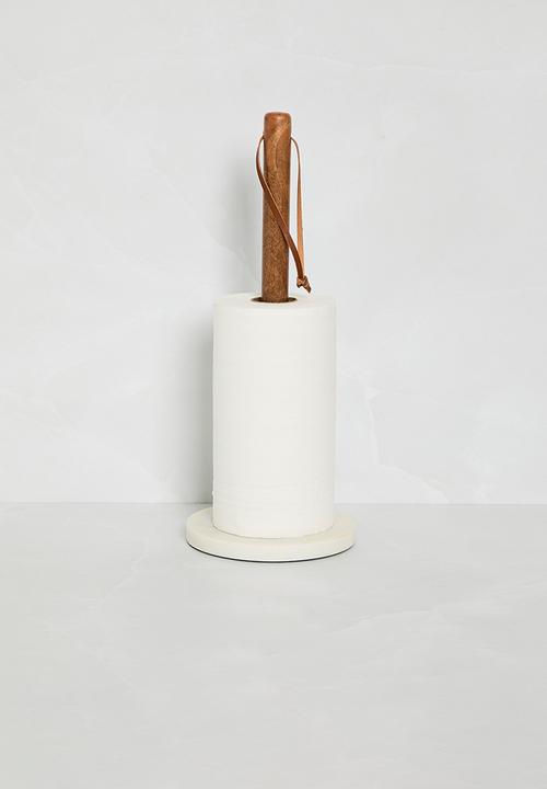 Sixth Floor - Marble & wood paper towel holder - Natural