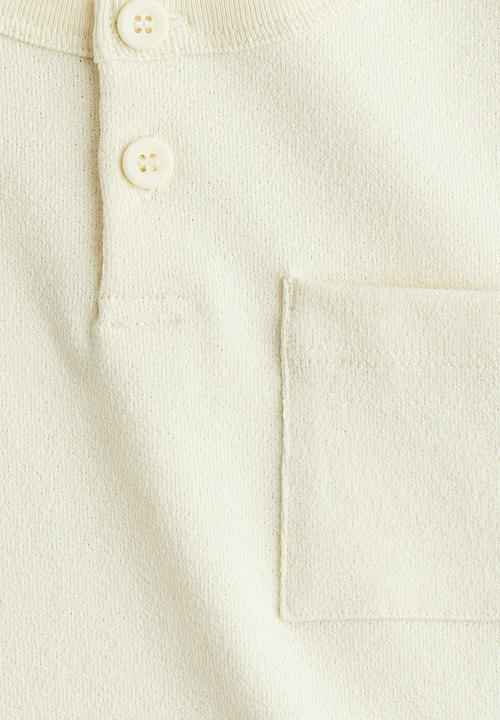 H&M - Textured henley top - light yellow