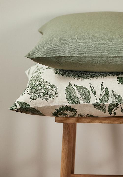 H&M - Cotton canvas cushion cover - beige floral