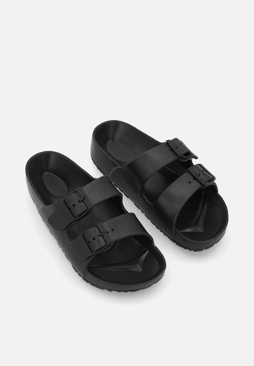 Pop Candy - Platform twin strap sandals - black