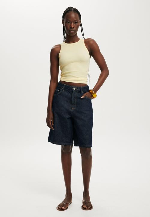 Cotton On - Goldie rib high neck tank - vanilla glow