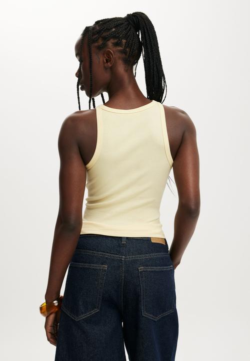 Cotton On - Goldie rib high neck tank - vanilla glow