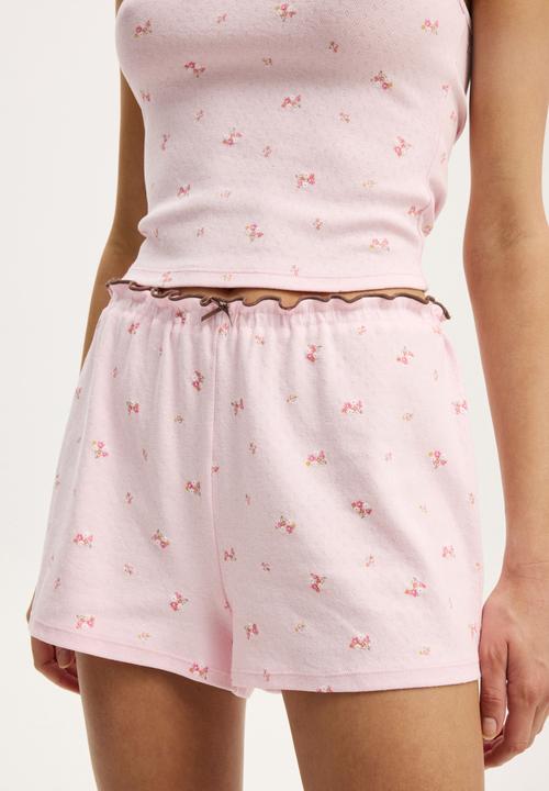 Cotton On - Ruffle pointelle short - blushing bride aleigha ditsy