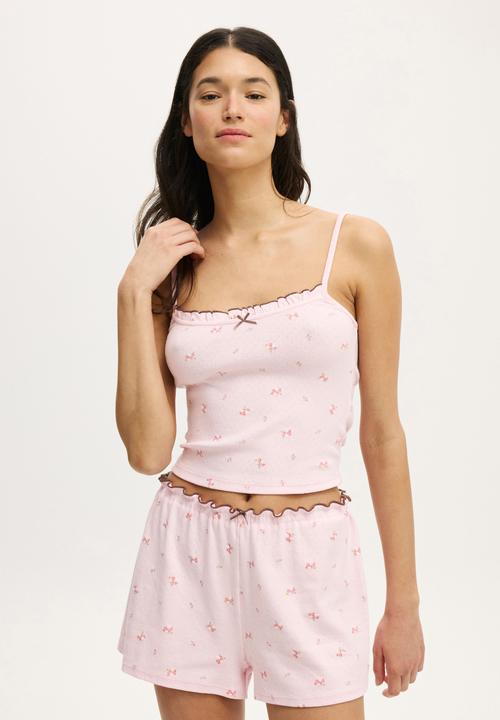 Cotton On - Ruffle pointelle short - blushing bride aleigha ditsy