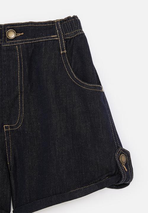 Pop Candy - Denim shorts with contrast topstitching - black