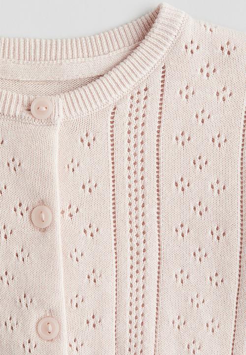 H&M - Pattern-knitted cotton cardigan - Light pink