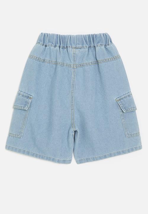 Pop Candy - Denim utility shorts - stone wash