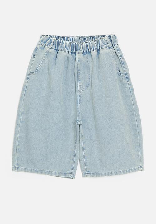 Pop Candy - Denim utility shorts - stone wash