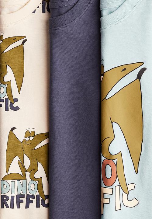 H&M - 3 pack printed t-shirts - turquoise dinoriffic