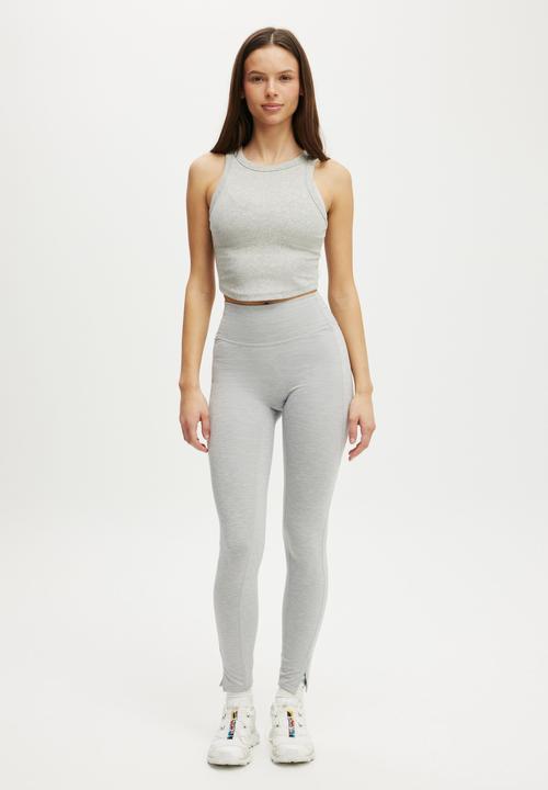 Cotton On - Active Rib Curved Hem Tank - Grey Marle