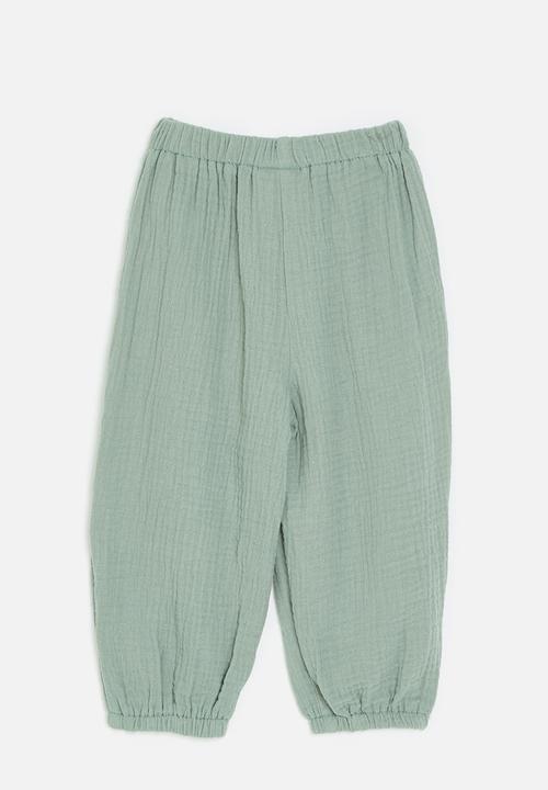 Pop Candy - Cuffed textured pants - celadon green