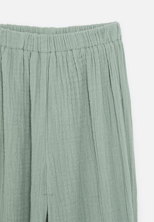 Pop Candy - Cuffed textured pants - celadon green