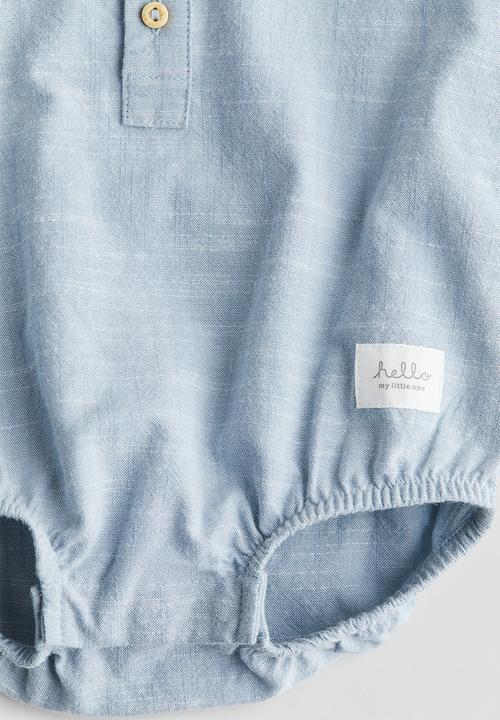 H&M - Cotton muslin romper suit - light blue