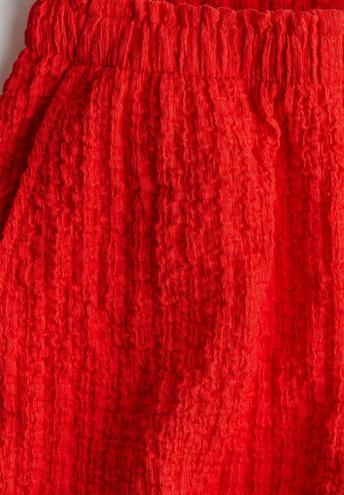 H&M - Crinkled jersey shorts - Bright red