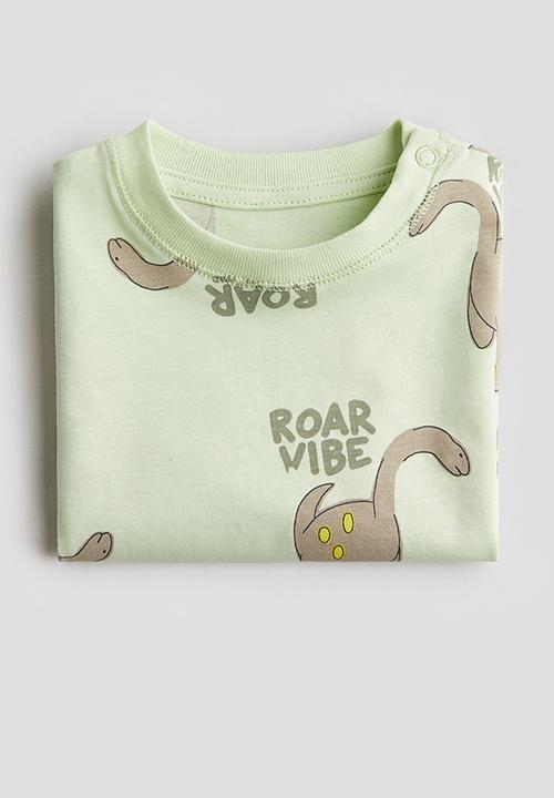 H&M - Printed cotton t-shirt - light green/roar vibe 