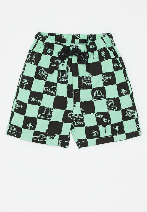 Pop Candy - Checker board shorts - green/black