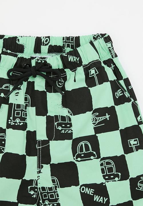 Pop Candy - Checker board shorts - green/black