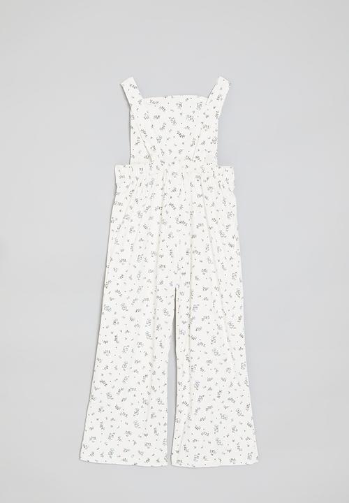 Pop Candy - Flower branch printed jumpsuit - white