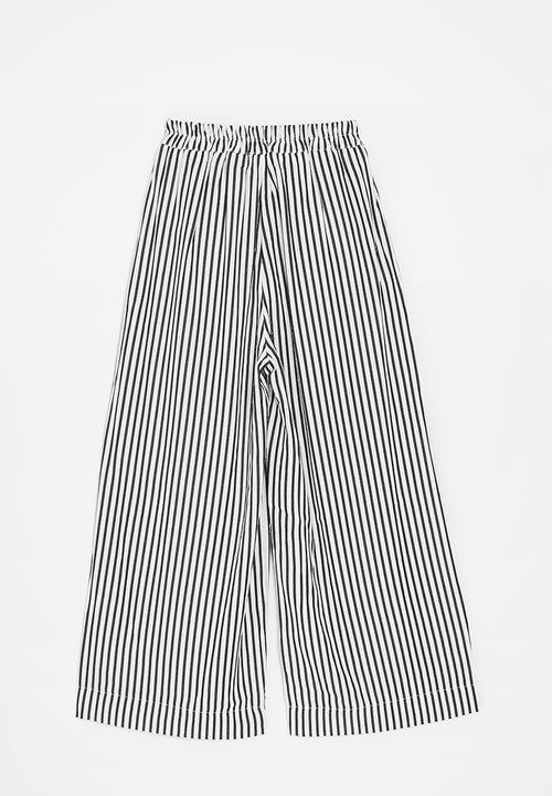 Pop Candy - Pencil striped wide leg pants - black/white