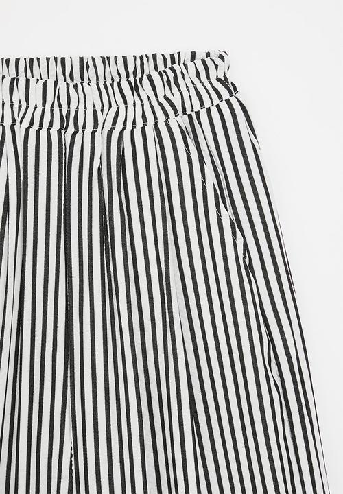 Pop Candy - Pencil striped wide leg pants - black/white