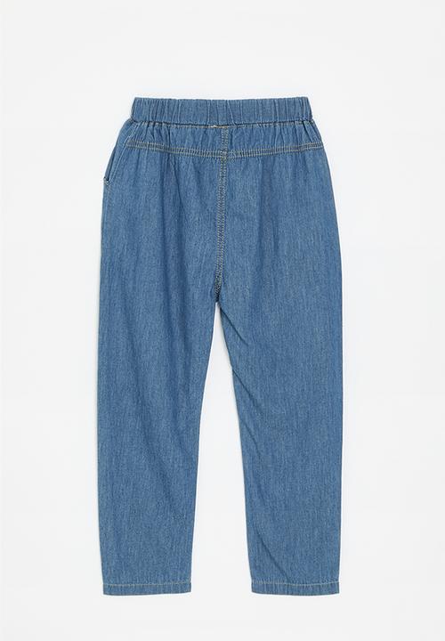 Pop Candy - Chambray denim jeans with elasticated waist - blue