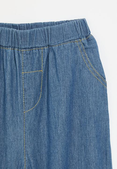 Pop Candy - Chambray denim jeans with elasticated waist - blue